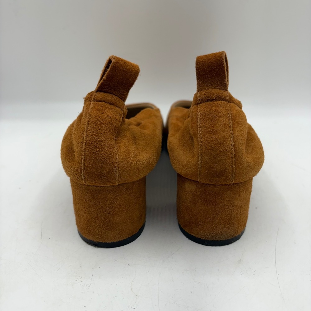 Everlane Day Heel Cognac Brown Suede Block Heel Pump Made in Italy Size 7.5 - Picture 4 of 9